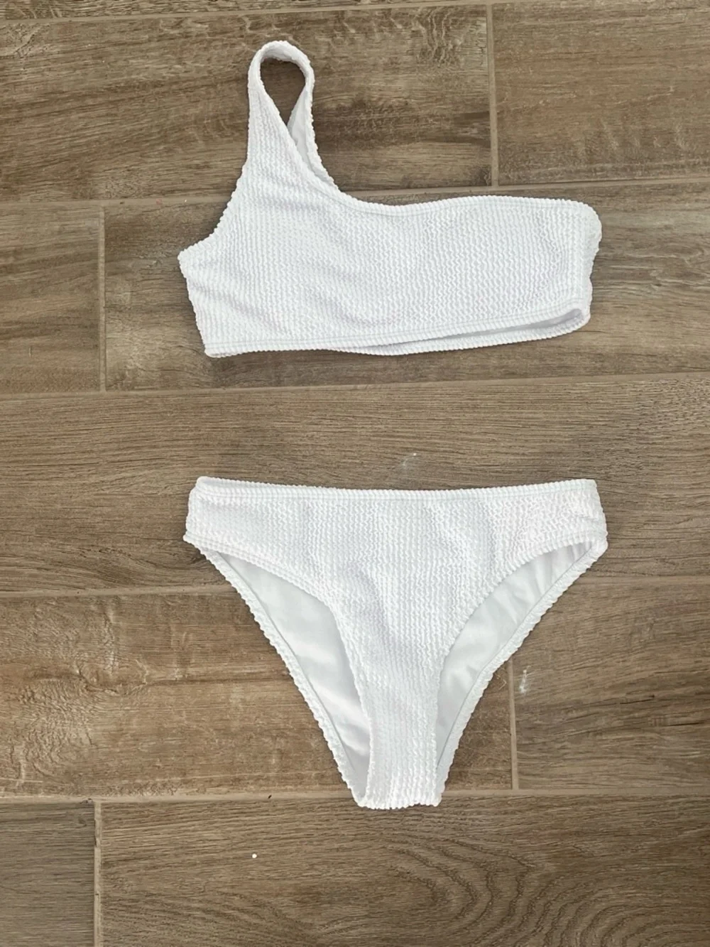 Target White Textured One-Shoulder Bikini Set